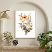 Boho Creme Bege Amarelo Floral Flores Botânico