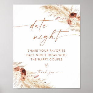 Poster Boho Date Ideias Noturnas Terracotta Pampas Gras