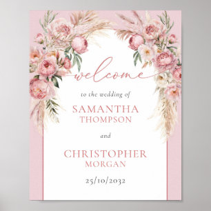 Poster Boho de casamento Pampas boho