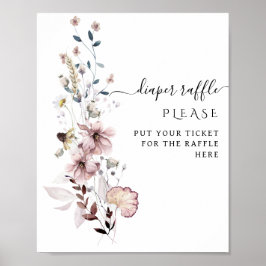 Poster Bóho de flor selvagem Fralda moderna mínima