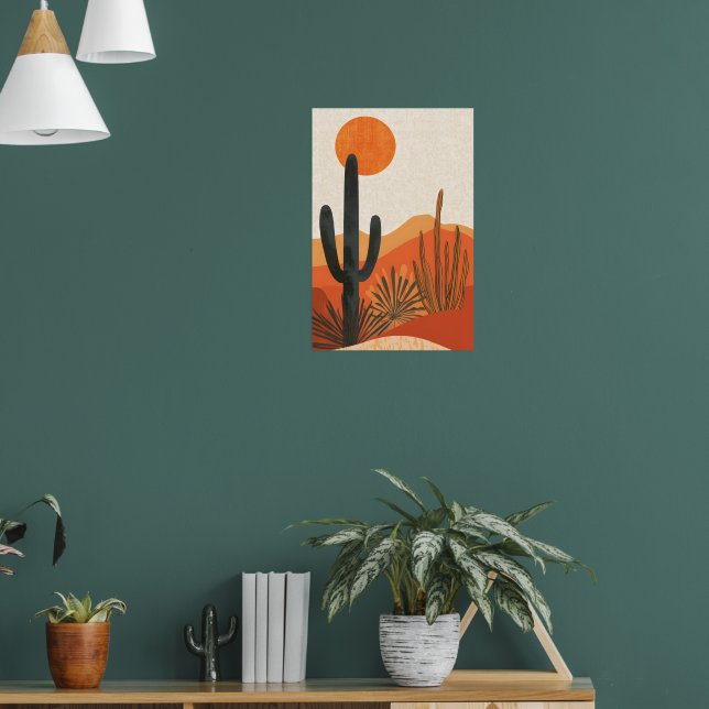 Poster Boho Desert Cactus Sunset Landscape (Sala de Estar 1)