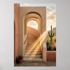 Poster Boho Desert Pink Arches Sunset, Spiral Staircase W