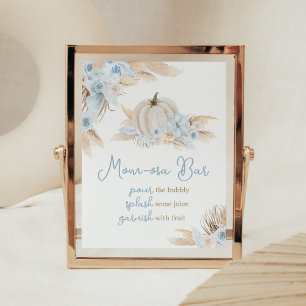 Poster Boho Dusty Blue Pumpkin Chá de fraldas Mãe Bar Osa