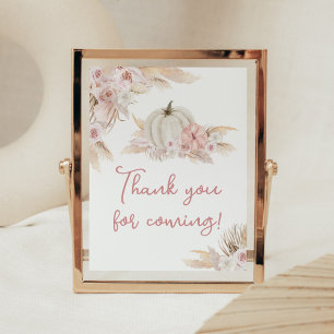 Poster Boho Dusty Rosa Pumpkin Obrigado por vir