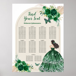 Poster Boho Emerald Green Quinceañera Sinal de Gráfico de