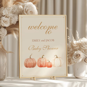 Poster Boho Fall Bolinhas Pumpkins Chá de fraldas Bem-vin