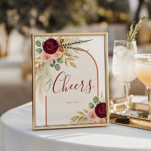 Poster Boho Fall Floral Bar Cheers Mesa Sinal