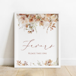 Poster Boho Fall Floral Chá de fraldas Favorece Sinal
