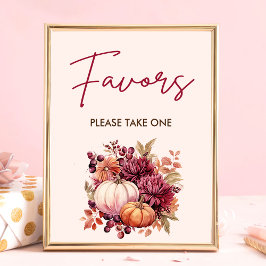 Poster Boho Fall Pumpkin Favorece Chá de fraldas