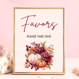 Poster Boho Fall Pumpkin Favorece Chá de fraldas