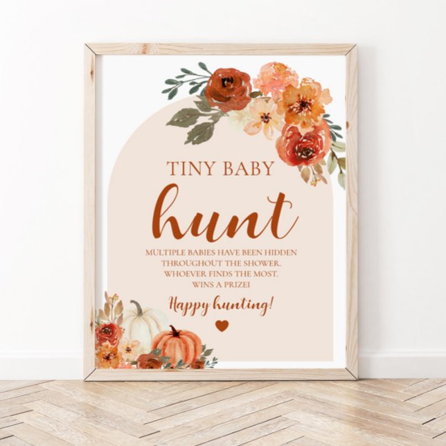 Poster Boho Fall Pumpkin Tiny Baby Hunt Jogo Chá de frald (Criador carregado)