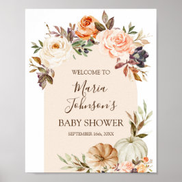 Poster Boho Floral Chá de fraldas Pumpkin Sinal de Boho