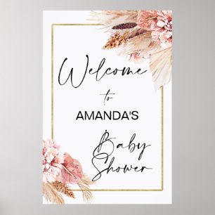 Poster Boho Floral com Chá de fraldas de Boas-vindas Pam
