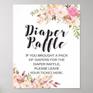 Poster Boho floral Diaper Raffle Baby Shower Sign