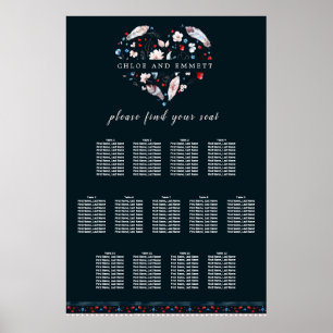 Poster Boho Floral e Penas com 13 Mesas