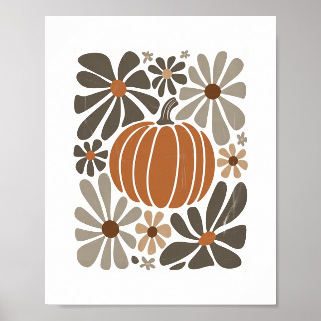Poster Boho Floral Fall Pumpkin Season (Frente)