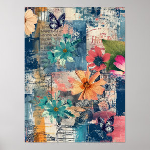 Poster Boho Floral Floral Abstrato Art