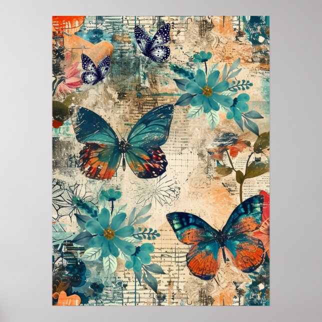 Poster Boho Floral Floral Abstrato Art (Frente)