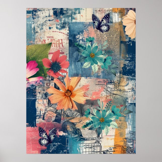 Poster Boho Floral Floral Abstrato Art (Frente)