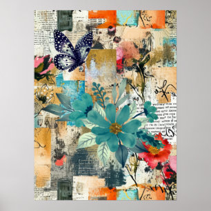 Poster Boho Floral Floral Abstrato Art