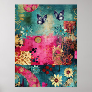 Poster Boho Floral Floral Abstrato Art