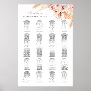 Poster Boho Floral mesa do plano de casamento