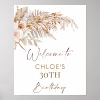 Boho Floral Pampas Grass Frame Birthday