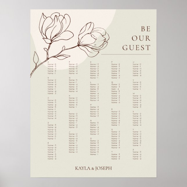 Poster Boho Floral Sage - Sinal de Gráfico Sentado Alfabé (Frente)