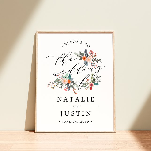 Poster Boho Floral Wedding Sinal de Boho (Criador carregado)