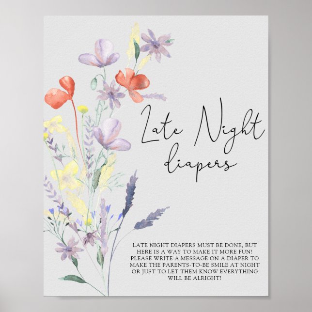 Poster Boho Flores Silvestres \ Jogo de fraldas até tarde (Frente)