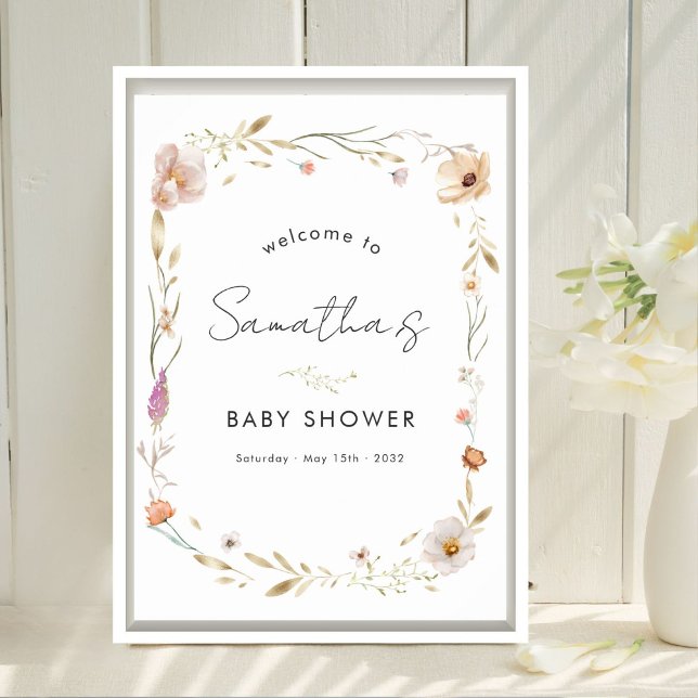 Poster Boho Flower Baby Shower Welcome (Boho Flower Baby Shower Custom Welcome Poster. Available in Prints & Instant Download)