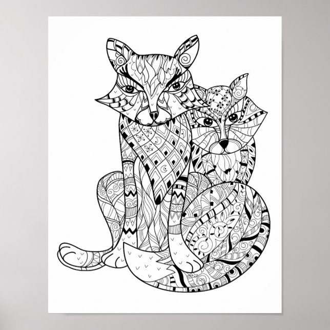 Pôster Boho Fox Doodle 2 (Frente)