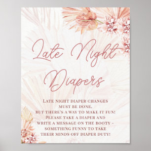Poster Boho Fraldas Noturnas Blush Chá de fraldas Sprinkl