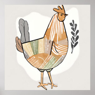 Poster Boho frango Folha Arte Botânica Estilo Moderno