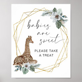 Poster Boho Giraffe Bebês São Doces Tomam Sinal De Tratam