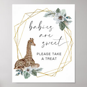 Poster Boho Giraffe Bebês São Doces Tomam Sinal De Tratam