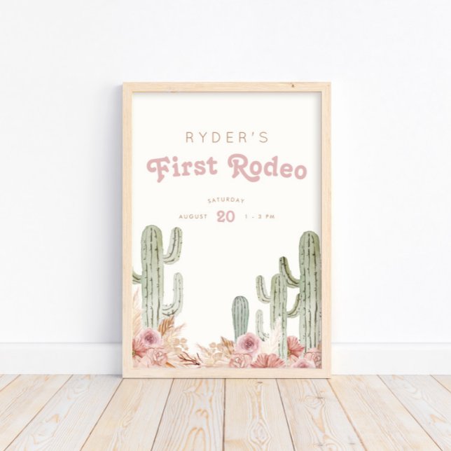 Poster Boho Girls First Rodeo Cowgirl Aniversário Bem-vin (Available for print or instant digital download!)