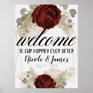 Poster Boho Glamour Vintage Botânico Floral Bem-vindo Cas