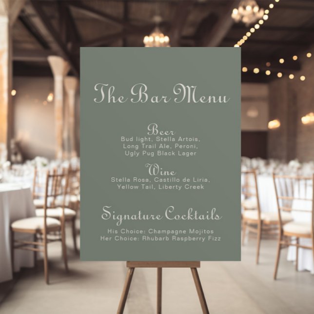 Poster Boho Green Wedding Bar Menu (Criador carregado)