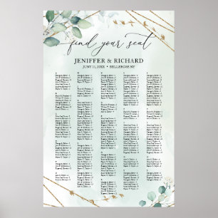 Poster Boho Greenery Dourado Assento geométrico por ordem