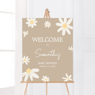 Poster Boho Groovy Daisy Chá de fraldas Bem-vindo