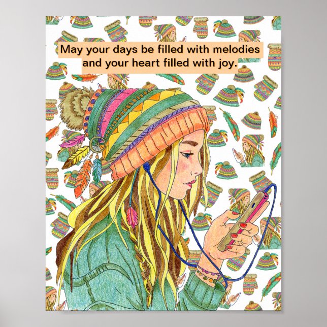 Poster Boho Hat Girl (Frente)