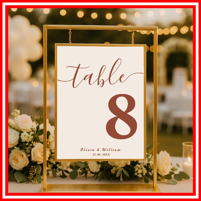 Poster Boho Laranja Queimada | Número da Mesa Flor Silves (Criador carregado)