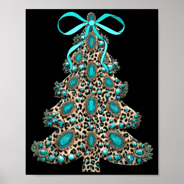 Poster Boho Leopard Christmas Tree Cheetah Print Coquette (Frente)
