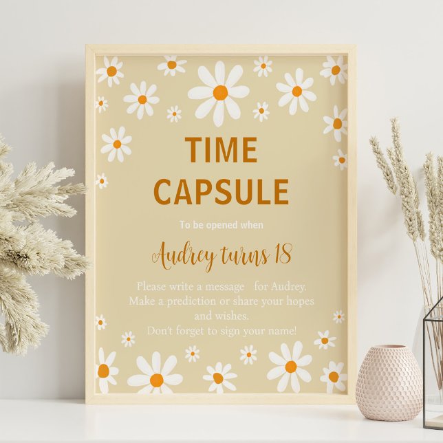 Poster Boho Light Daisy First Birthday Time Capule Sinal (Criador carregado)
