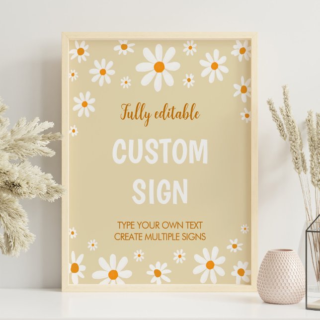 Poster Boho Light Daisy Primeiro Sinal Personalizado de A (Criador carregado)