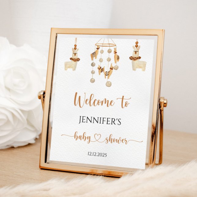 Poster Boho Llama chá de bebê móvel Bem-vindo (Criador carregado)