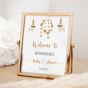 Poster Boho Llama chuveiro de bebê móvel Bem-vindo