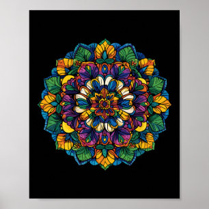 Poster Boho Lotus Mandala Colorido Floral Yoga Meditação