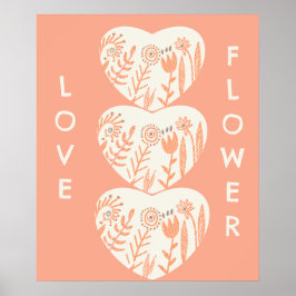 Poster Boho Love Flower Heart
